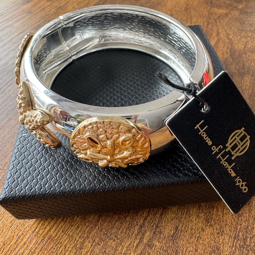 House of Harlow 1960 Silver Bracelet with Gold Accents